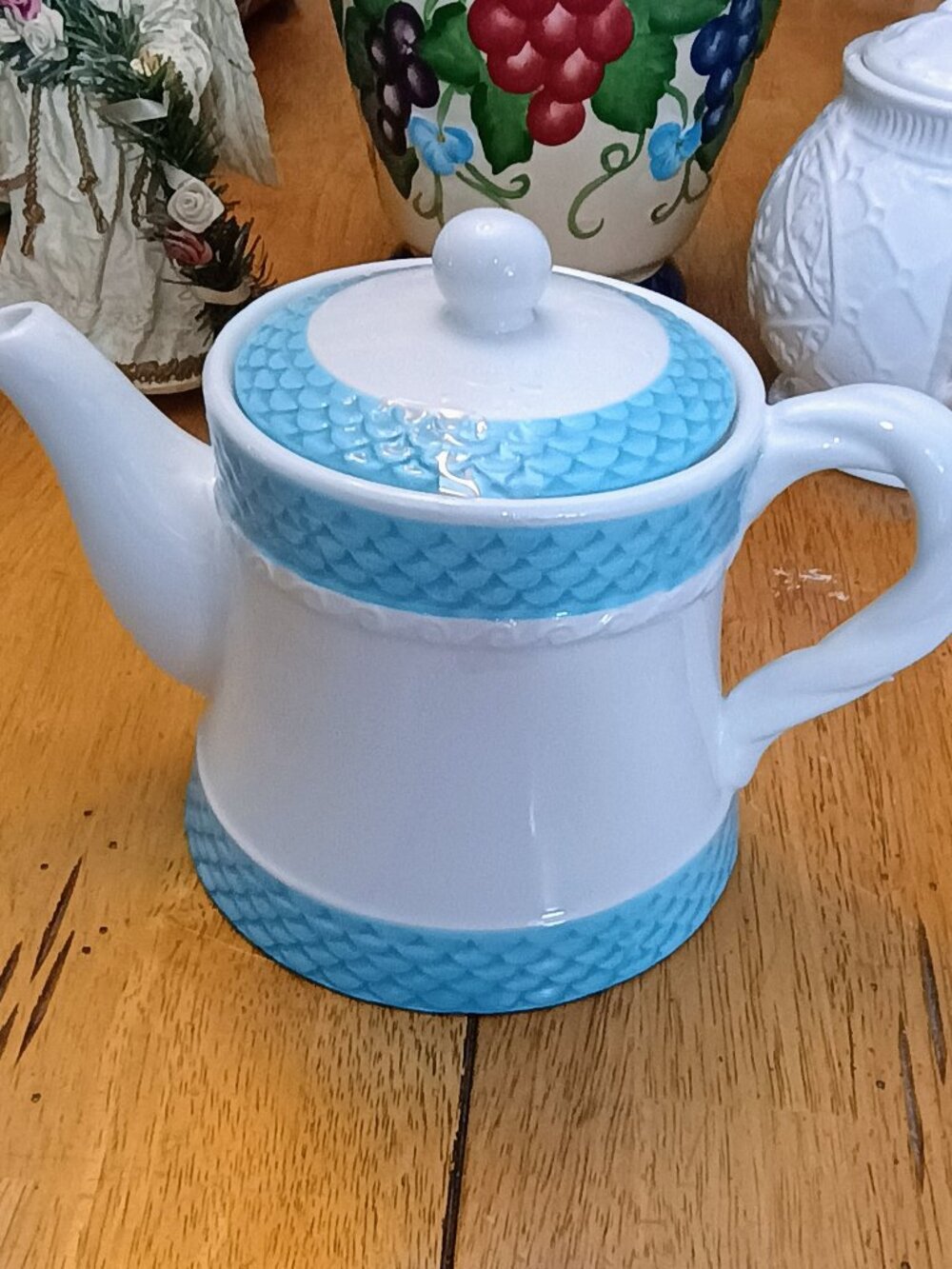 Vintage blue and white teapot